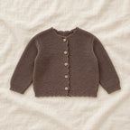 The Scallop-Edge Knit Cardigan — Coffee — studio product photograph