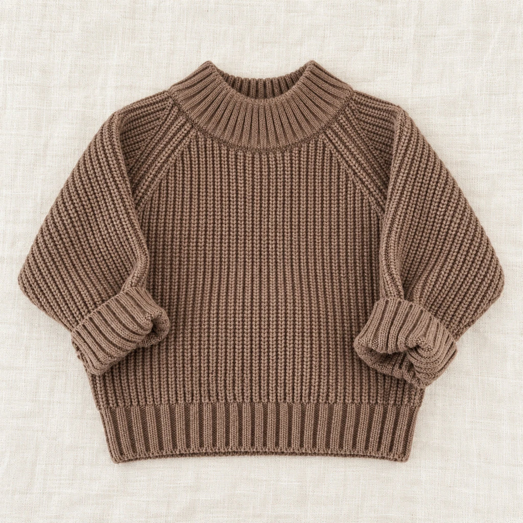 The Classic Rib Knit Pullover — Brown — studio product photograph