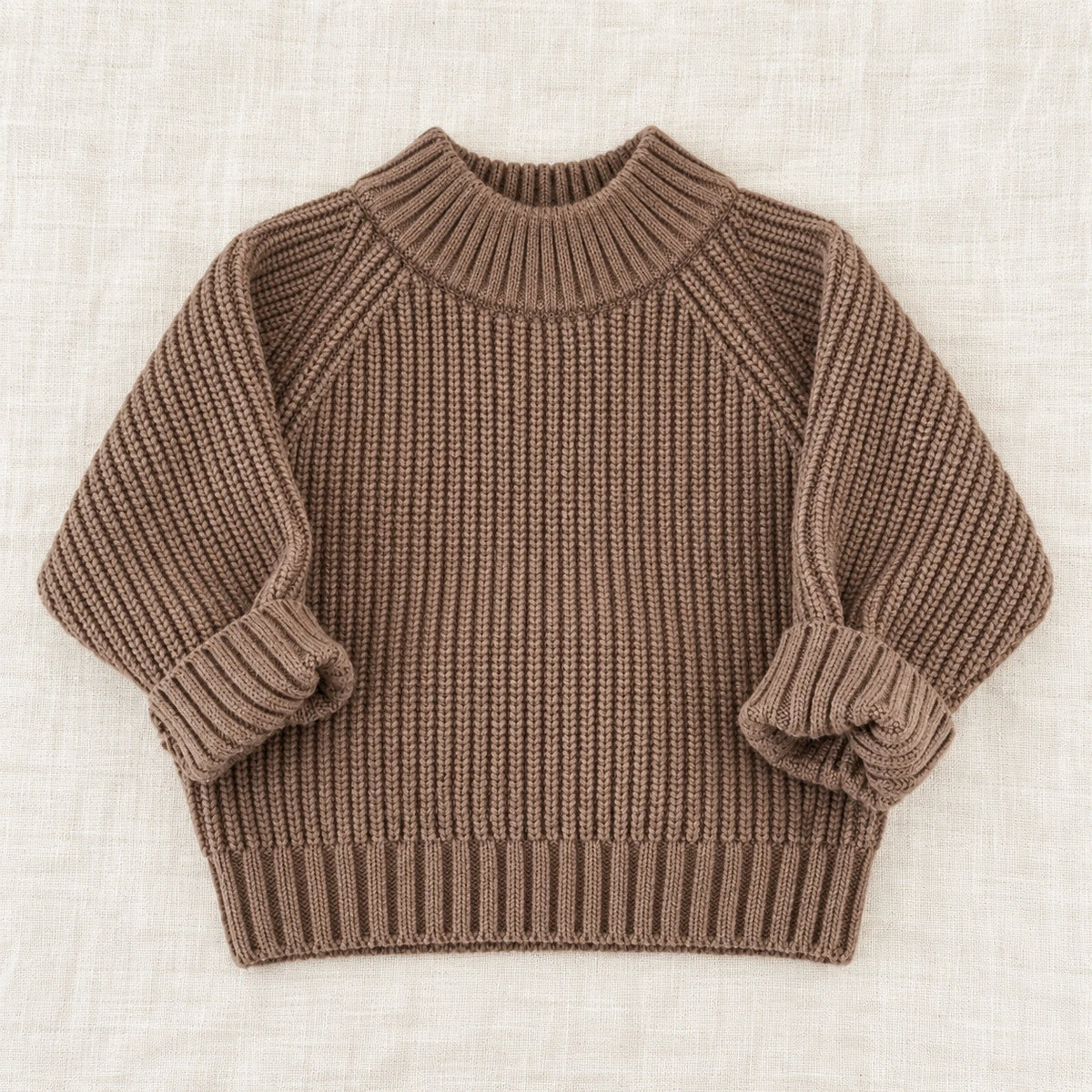 The Classic Rib Knit Pullover — Brown — studio product photograph