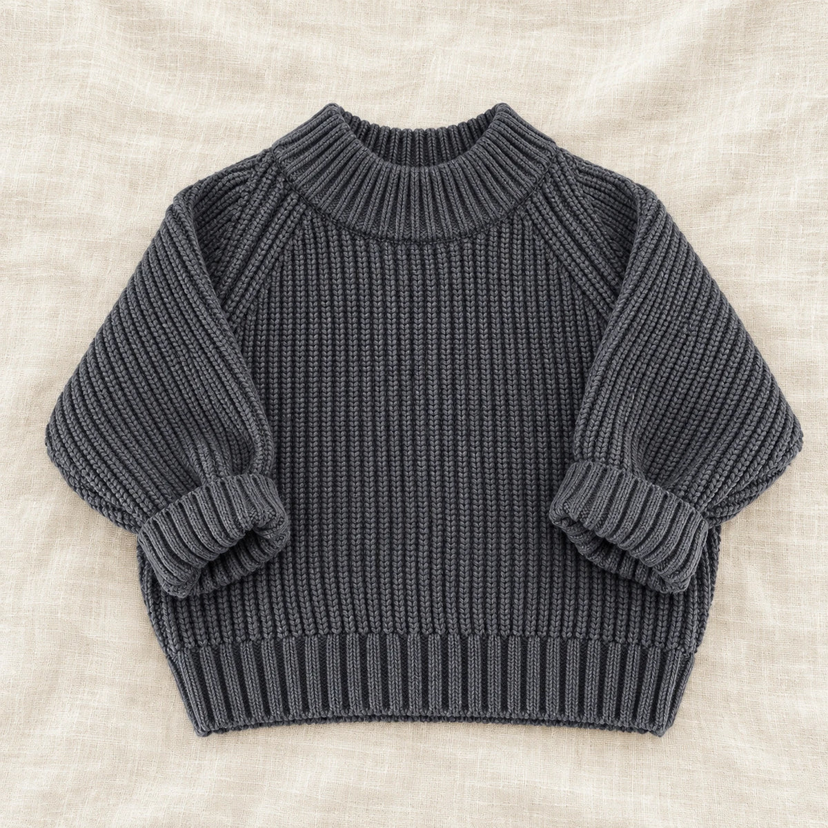 The Classic Rib Knit Pullover — Gray Blue — studio product photograph