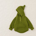 The Hooded Button Knit Cardigan — Green — studio product photograph