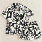 The Printed Shirt & Shorts Outfit — Black Botanical — studio product photograph