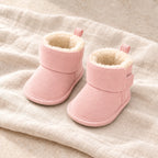 The Cozy Velcro Baby Boots — Pink — studio product photograph