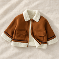 The Contrast-Trim Fleece Jacket on ivory linen