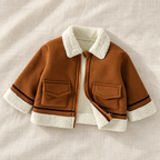 The Contrast-Trim Fleece Jacket on ivory linen