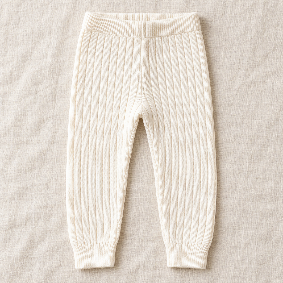 The Everyday Rib Knit Leggings on ivory linen
