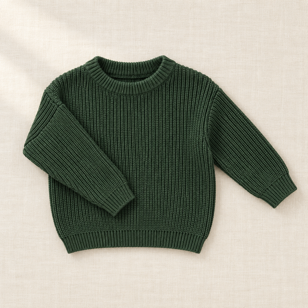 The Everyday Ribbed Knit Pullover on ivory linen