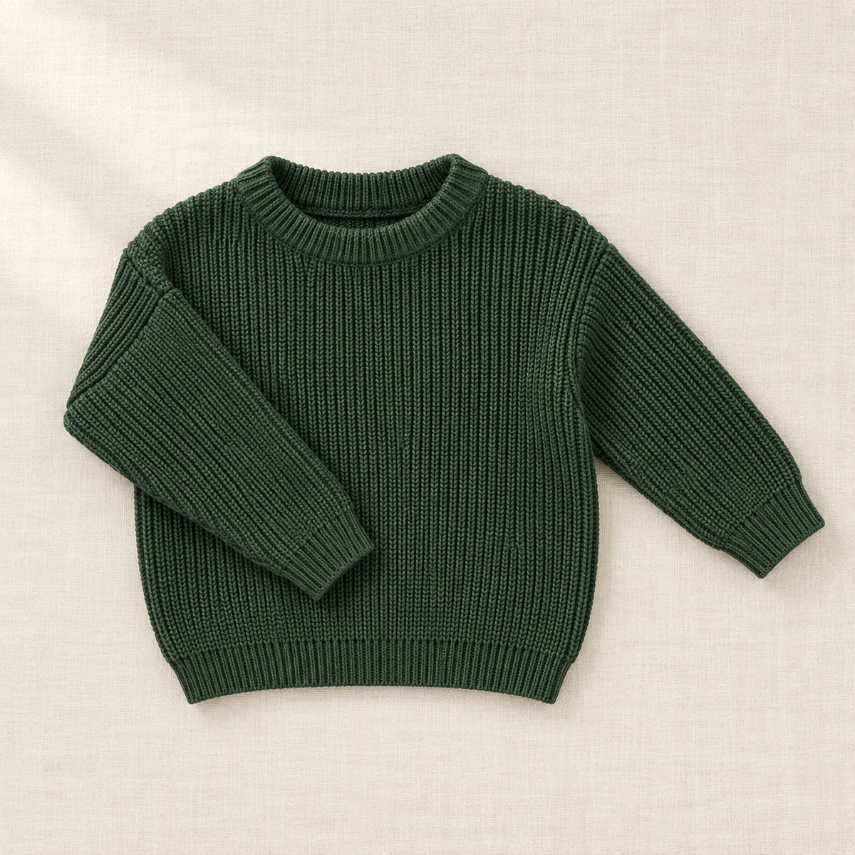 The Everyday Ribbed Knit Pullover on ivory linen