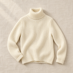 The Fine Knit High-Neck Sweater on ivory linen