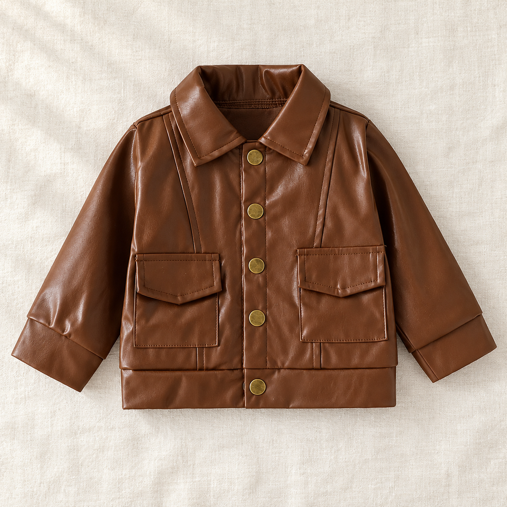 The Leather-Look Utility Jacket on ivory linen