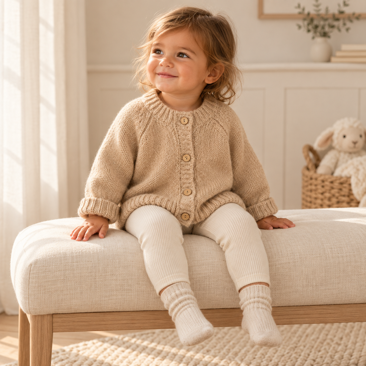 A child wearing The Cozy Button Knit Cardigan