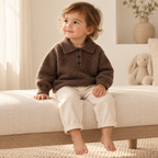 A child wearing The Long-Sleeve Knit Polo