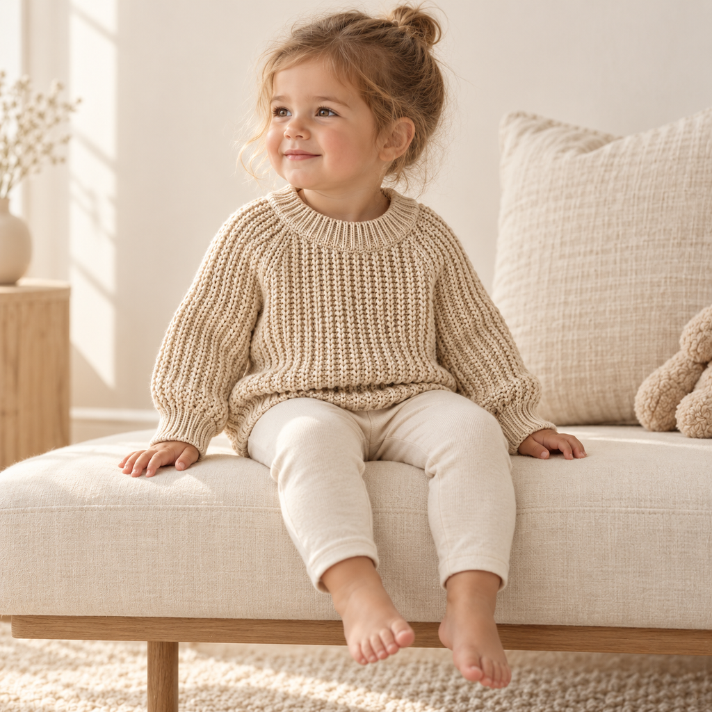 A child wearing The Relaxed Rib Knit Sweater