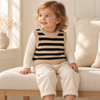 A child wearing The Breton Stripe Knit Vest