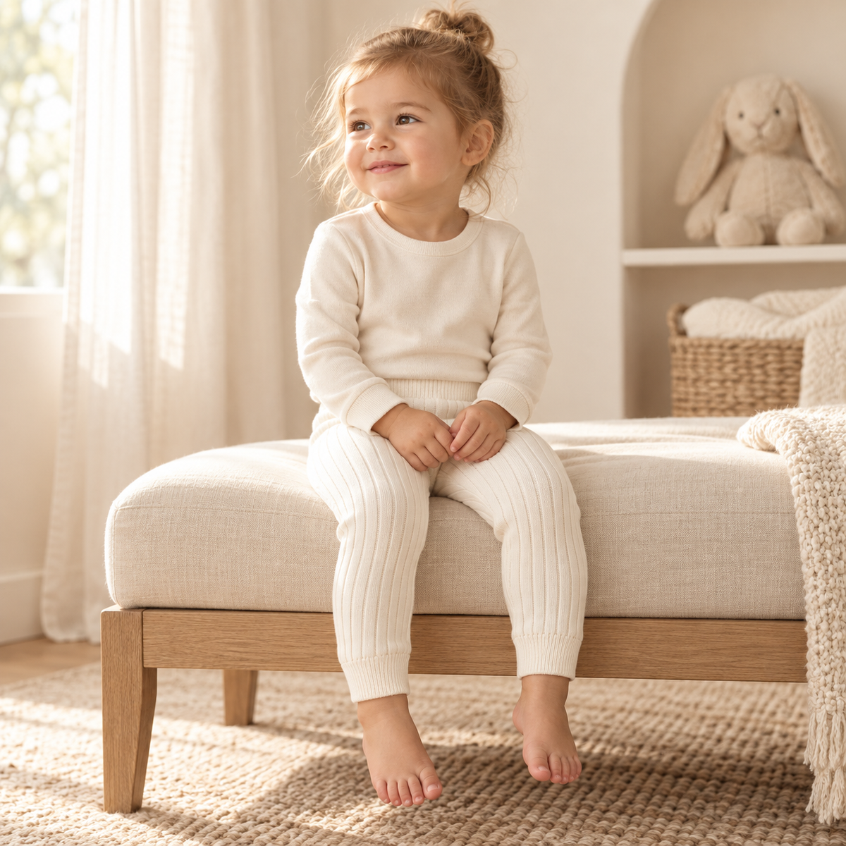 A child wearing The Everyday Rib Knit Leggings