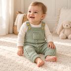 A child wearing The Pocket Knit Baby Dungarees