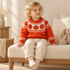 A child wearing The Little Pumpkin Knit Sweater