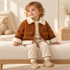 A child wearing The Contrast-Trim Fleece Jacket