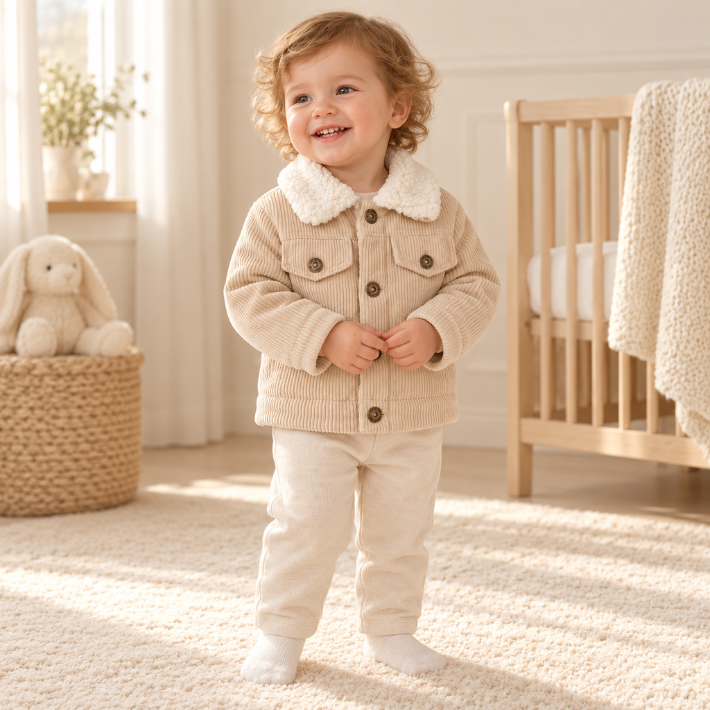 A child wearing The Plush-Collar Button Coat