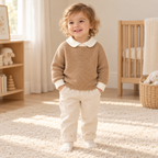 A child wearing The Contrast-Collar Knit Sweater