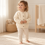 A child wearing The Fuzzy Round-Neck Cardigan