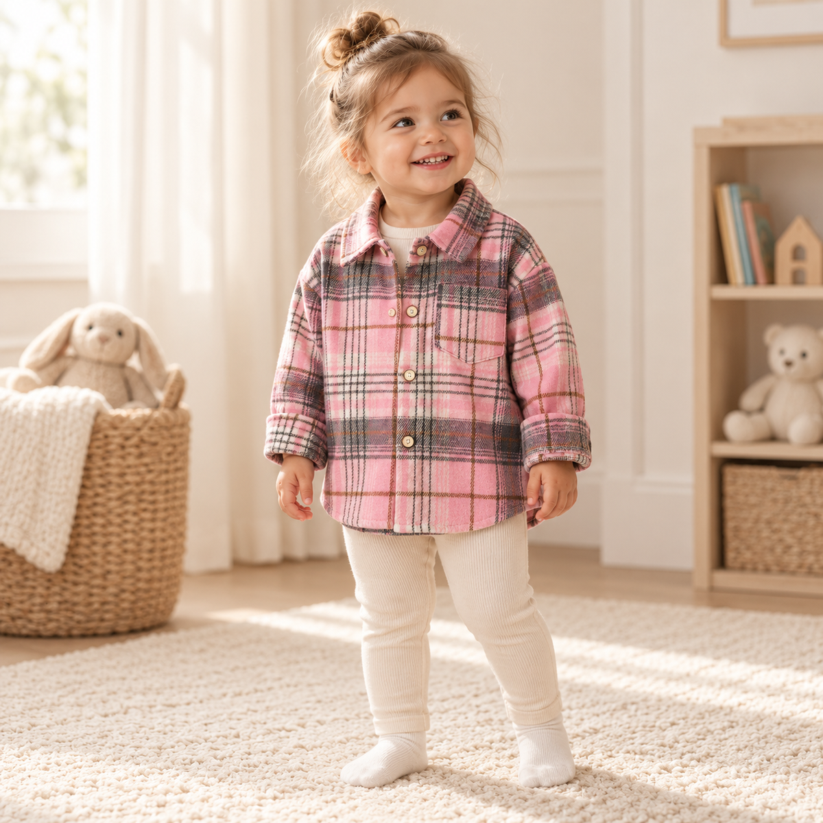 A child wearing The Little Plaid Shirt Jacket