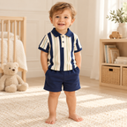 A child wearing The Stripe Polo & Shorts Set