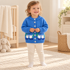 A child wearing The Little Duck Knit Cardigan