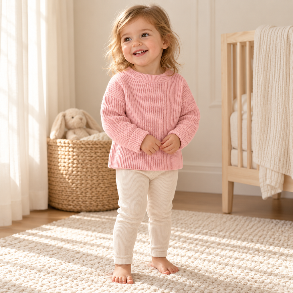 A child wearing The Little Rib Crewneck Sweater