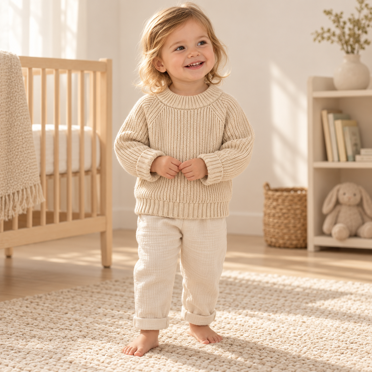 A child wearing The Classic Rib Knit Pullover