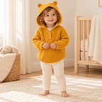 A child wearing The Hooded Button Knit Cardigan
