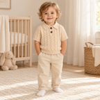 A child wearing The Cable Knit Short-Sleeve Polo