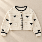 The Little Heart Trim Cardigan on ivory linen
