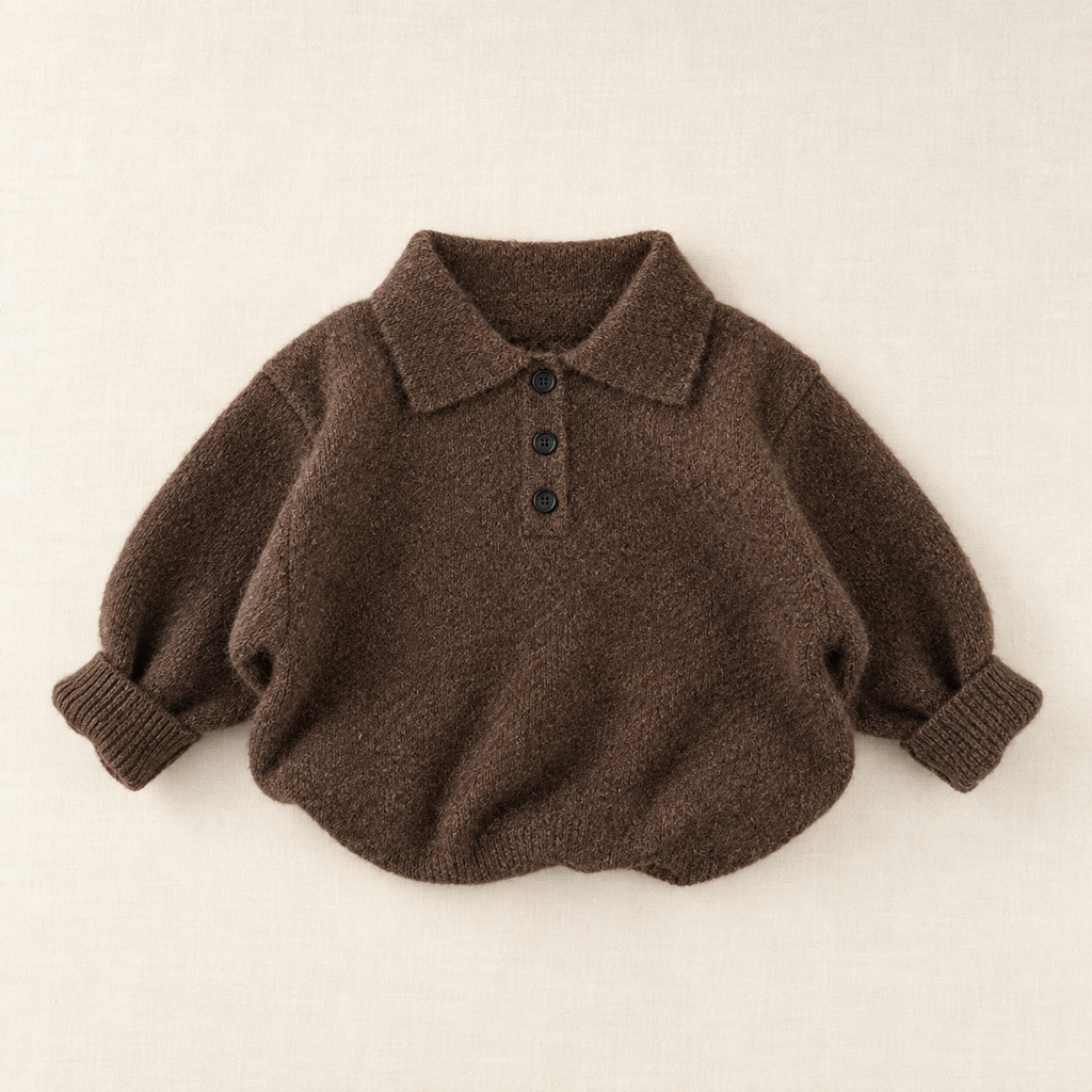 Long-Sleeve Knit Polo — front view
