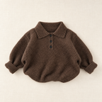 Long-Sleeve Knit Polo — front view