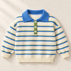 Blue-Collar Stripe Knit Polo — front view