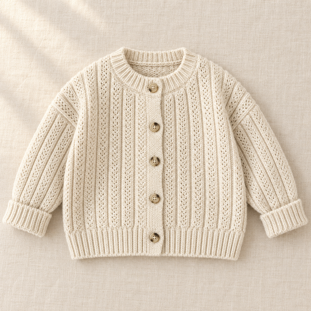 Textured Button Knit Cardigan — front view