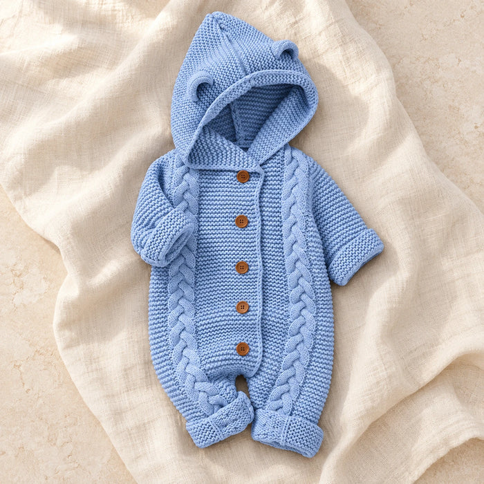 The Hooded Knit Baby Romper