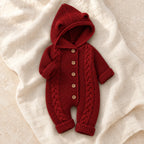 The Hooded Knit Baby Romper — Style 04 studio product photo