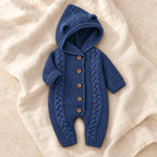 The Hooded Knit Baby Romper — Style 05 studio product photo
