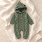 The Hooded Knit Baby Romper — Style 06 studio product photo