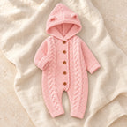 The Hooded Knit Baby Romper — Style 08 studio product photo