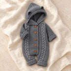 The Hooded Knit Baby Romper — Style 09 studio product photo
