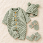 The Newborn Knit Wardrobe — Sage, Complete Set in boutique studio photograph