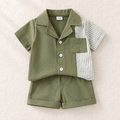 The Patchwork Shirt & Shorts Set on ivory linen
