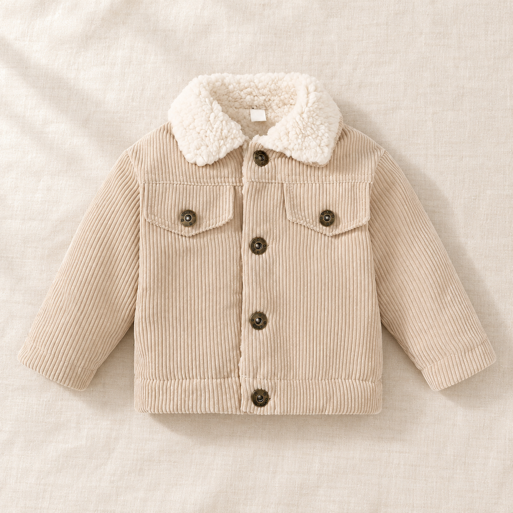 The Plush-Collar Button Coat on ivory linen