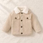 The Plush-Collar Button Coat on ivory linen