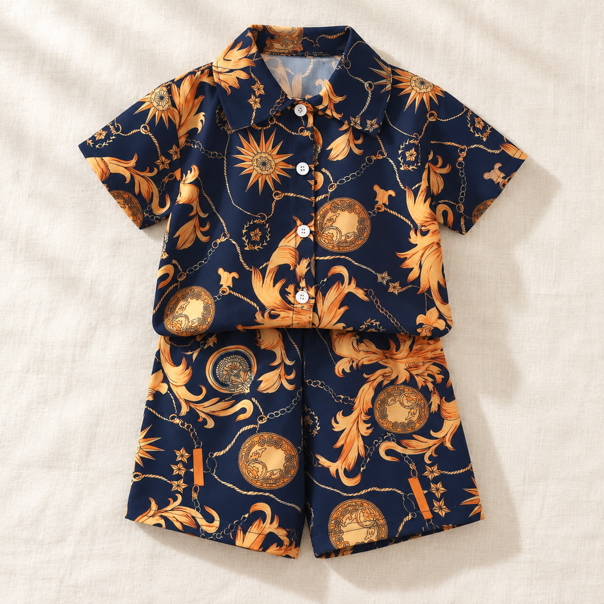 The Printed Shirt & Shorts Outfit on ivory linen