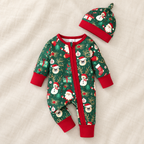 The Santa Zip Romper & Hat Set on ivory linen