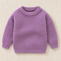 The Everyday Textured Knit Sweater — Purple · Classic Knit, laid flat on ivory linen